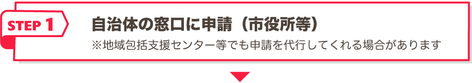 自治体の窓口に申請（市役所等）