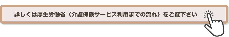 詳しくは厚生労働省（介護保険サービス利用までの流れ）をご覧下さい