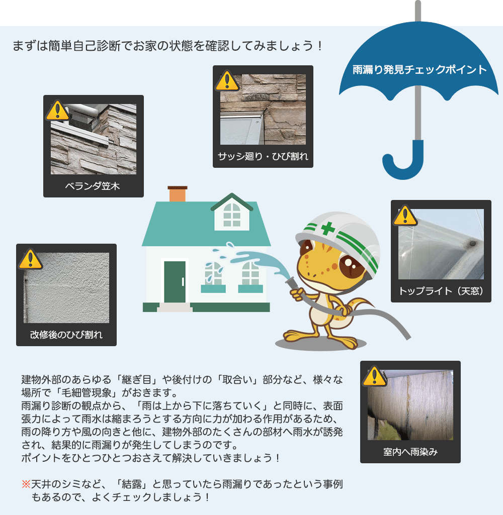 【雨漏り診断】雨漏り発見チェックポイント